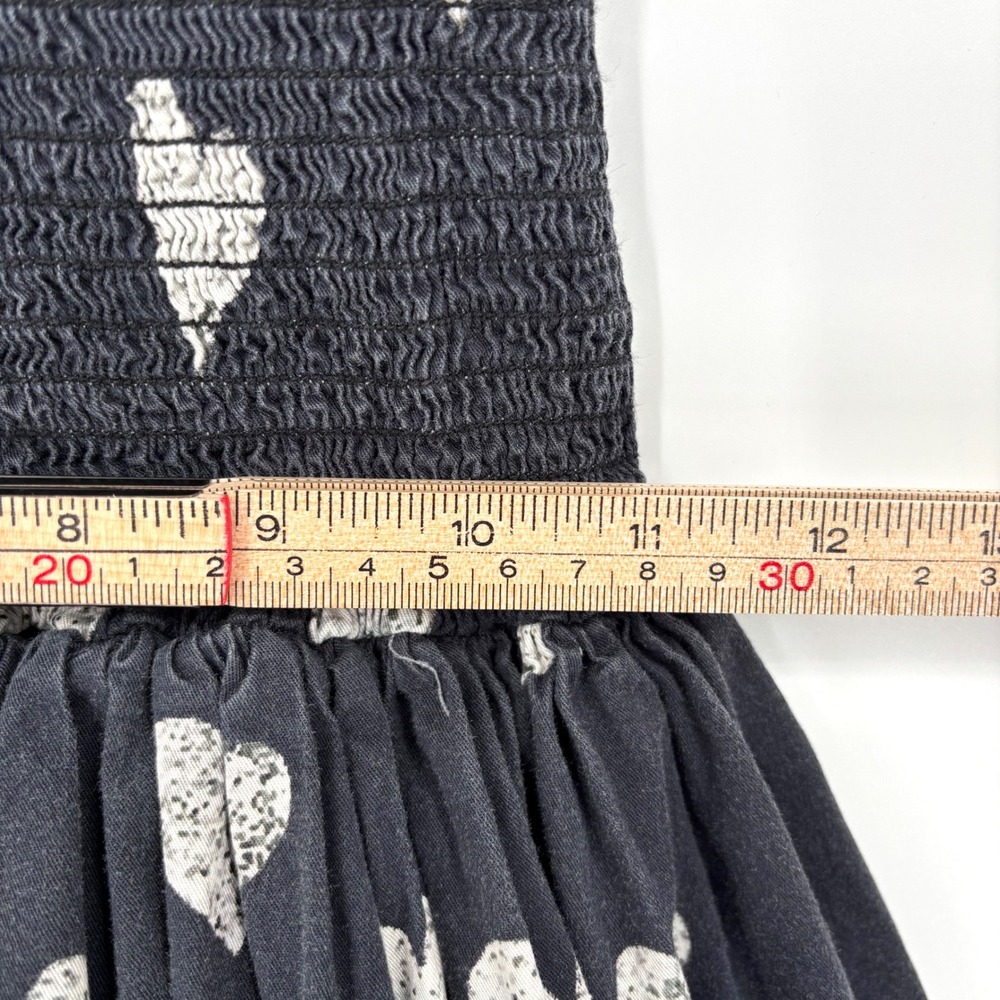 Autumn Adeigbo Winnie Dress Sz 0 Black White Heart Print Smocked‎ Midi Feminine - Picture 13 of 15